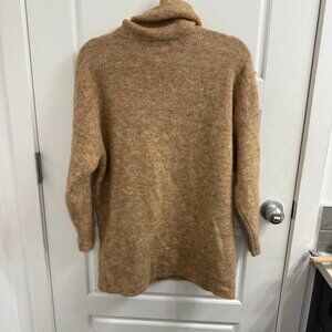 Selected Femme Turtleneck Sweater Mohair Wool Blend Size Small Tan